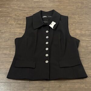 Zara Rhinestone Button Vest